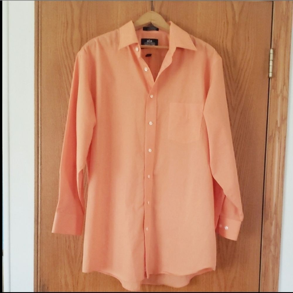 Tangerine Stafford Wrinkle Free Dress Shirt Sz 16 1/2 (32-33)